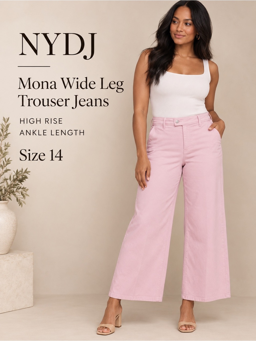 NYDJ Mona High Waist Ankle Wide Leg Trouser Jeans — Size 14 NWT